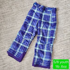 Columbia youth Bugaboo snow ski pants purple plaid size S/8